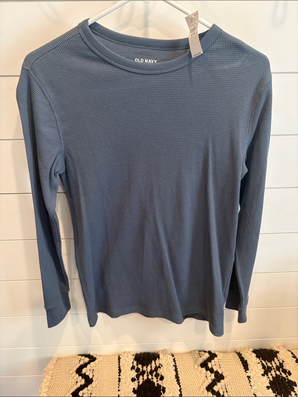 Old Navy Long Sleeve Waffle Tee in Slate Blue